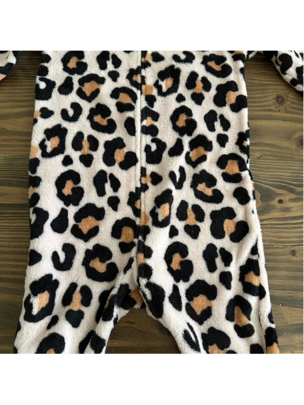 Kids PJ PLACE Leopard Print Fleece Footie Pajamas Beige Black Size 4T